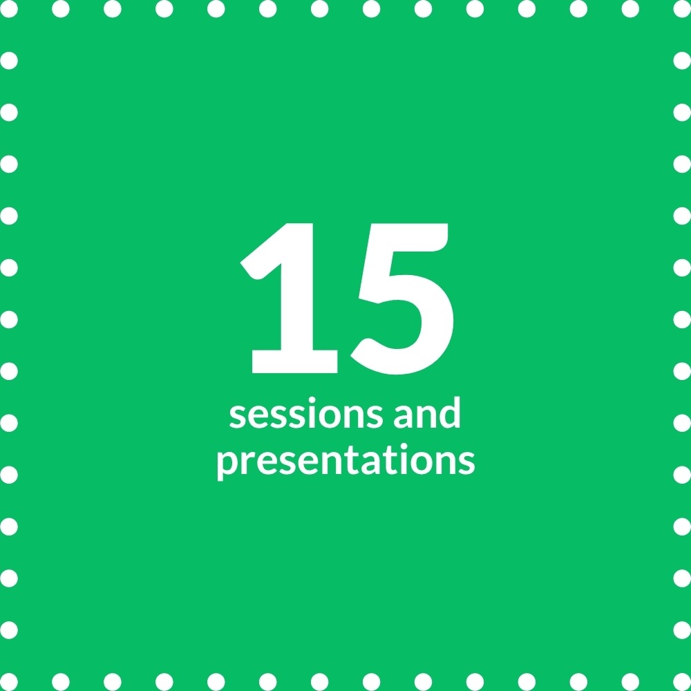 15 sessions and presentations